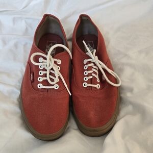 Vans Authentic Low Top Canvas Sneakers Mens 10 Red Gum